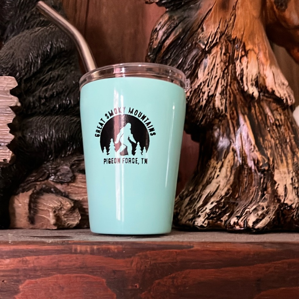 Home Interiors Mint Green Tumbler with Smoky Mountains Graphic